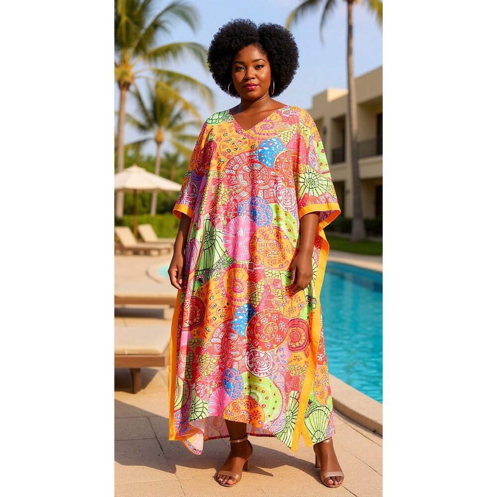 Gypsie Blu Women Plus Size Polyester Caftan Dress Stylish Maxi Dresses for Ladys